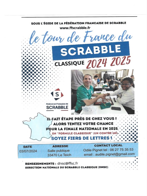Tour de France du Scrabble classique 2024 -2025. -