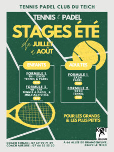 Stage d'été Tennis Padel - Agenda