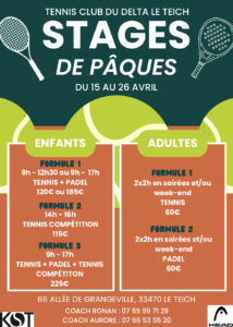 Stage Tennis de Pâques - Manifestation commerciale