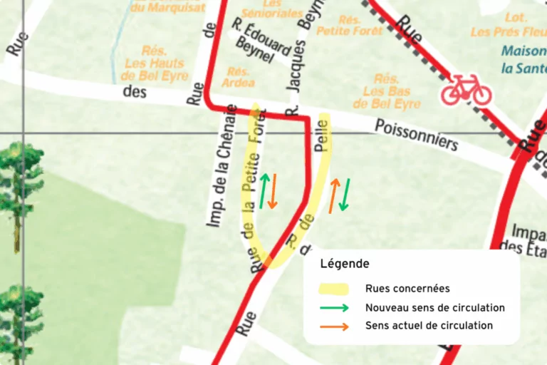 Changement de sens de circulation – rues de Pelle et de la Petite Forêt -